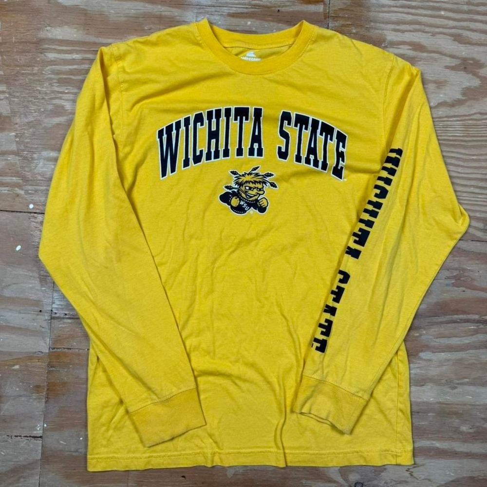 yellow WSU wichita state long sleeve graphic college shirt